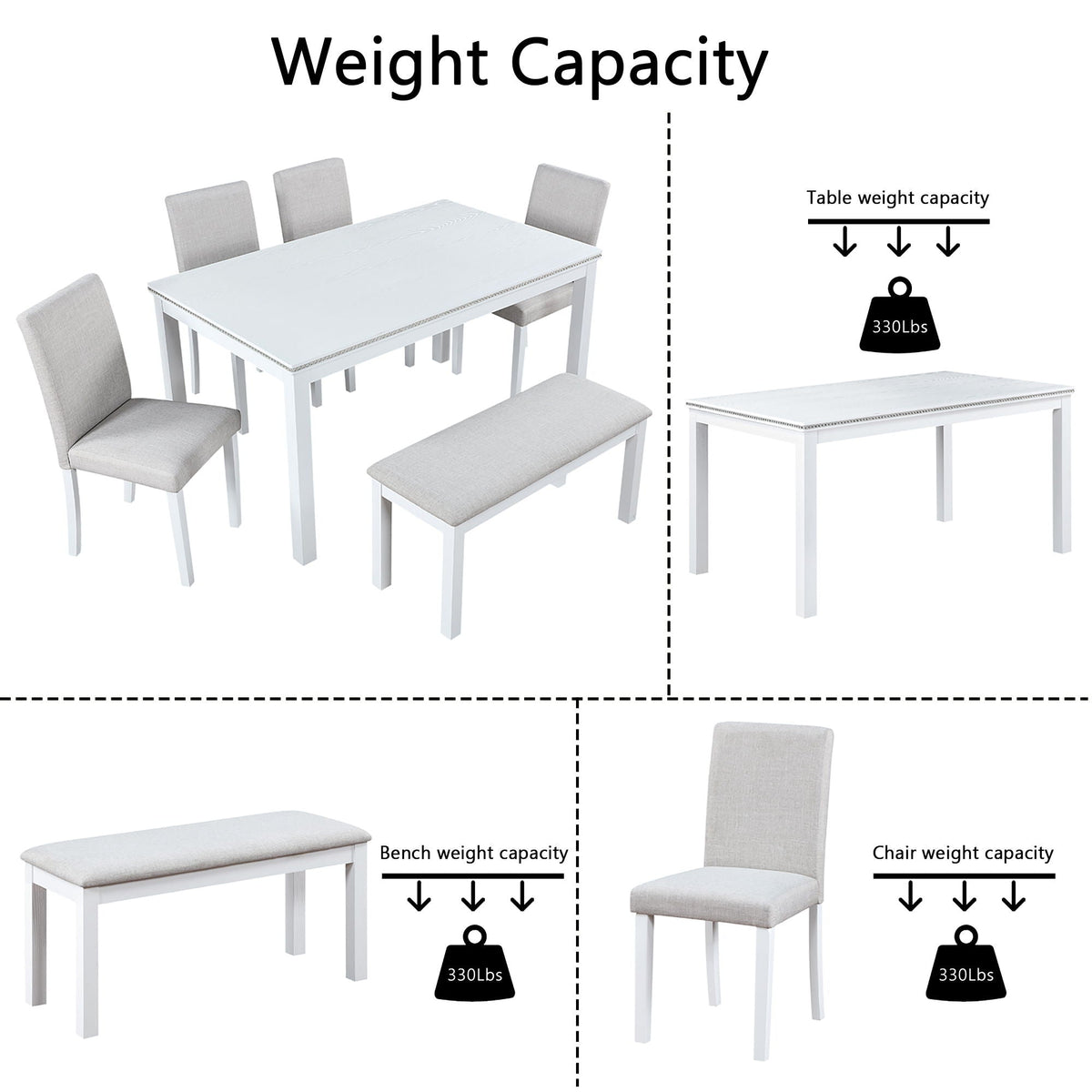 Dining Table Set With Crystal Decoration And Upholstered Chairs