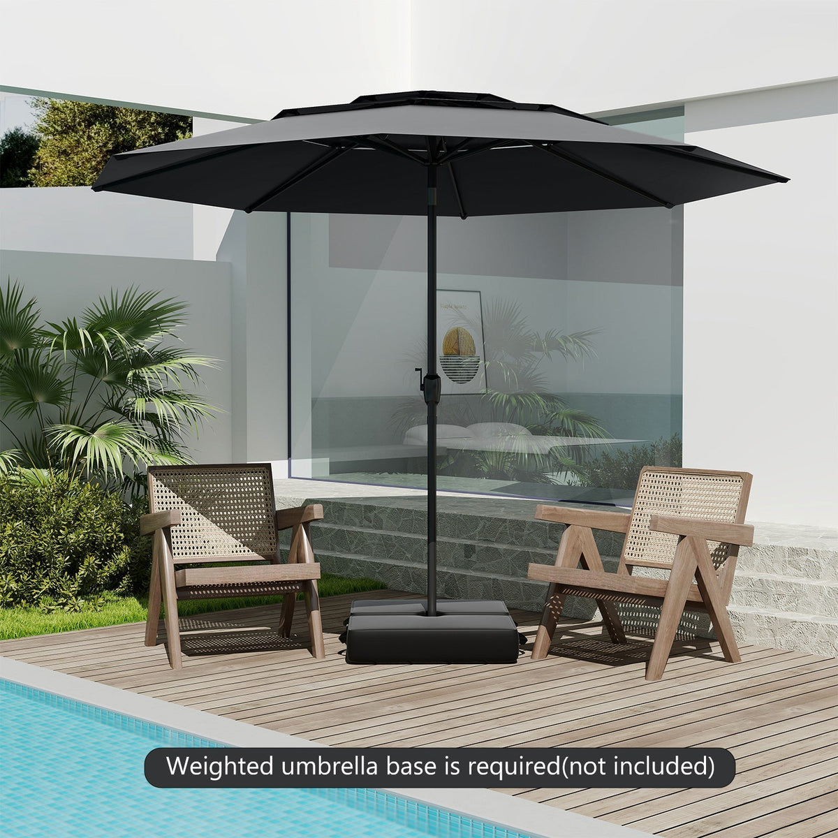 10 ft 3-tier Vented Patio Umbrella with Push Button Tilt