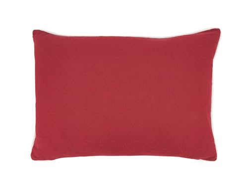 Fennco Styles Embroidered Snowflakes Cotton Throw Pillow Cover 14" W x 20" L - Red Holiday Cushion Case for Christmas, Couch, Bedroom, Living Room and Office Décor