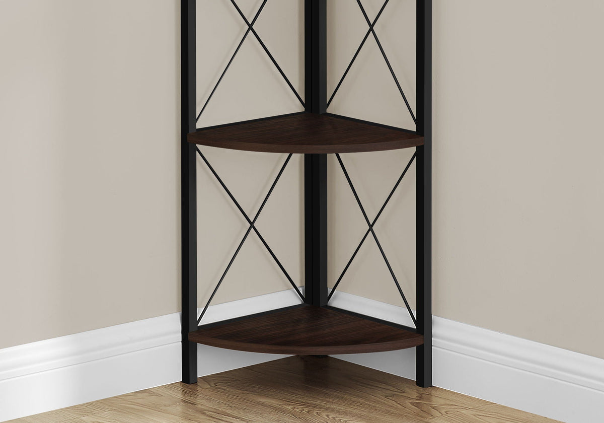 Bookshelf, Bookcase, Etagere, Corner, 4 Tier, Office, Marble Look Contemporary & Modern