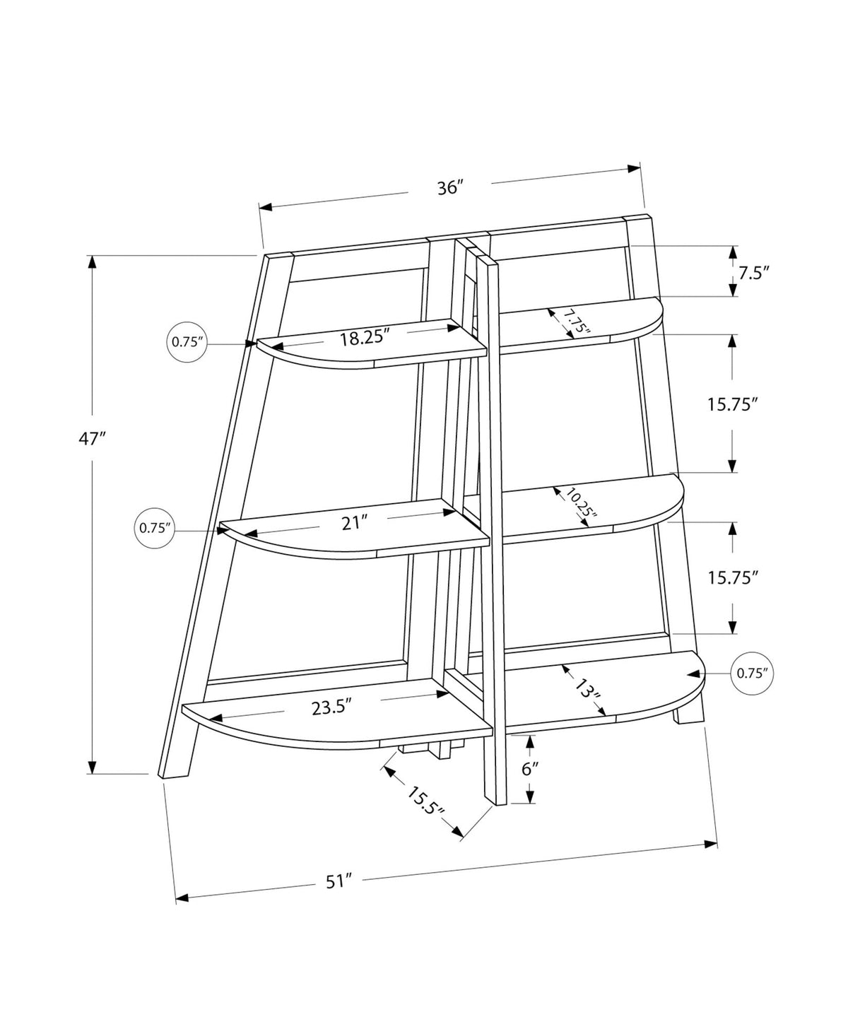Bookshelf, Bookcase, Etagere, 3 Tier, For Office, Contemporary & Modern
