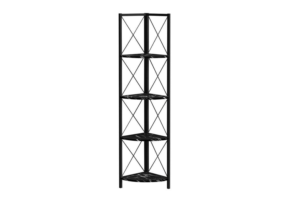 Bookshelf, Bookcase, Etagere, Corner, 4 Tier, Office, Marble Look Contemporary & Modern