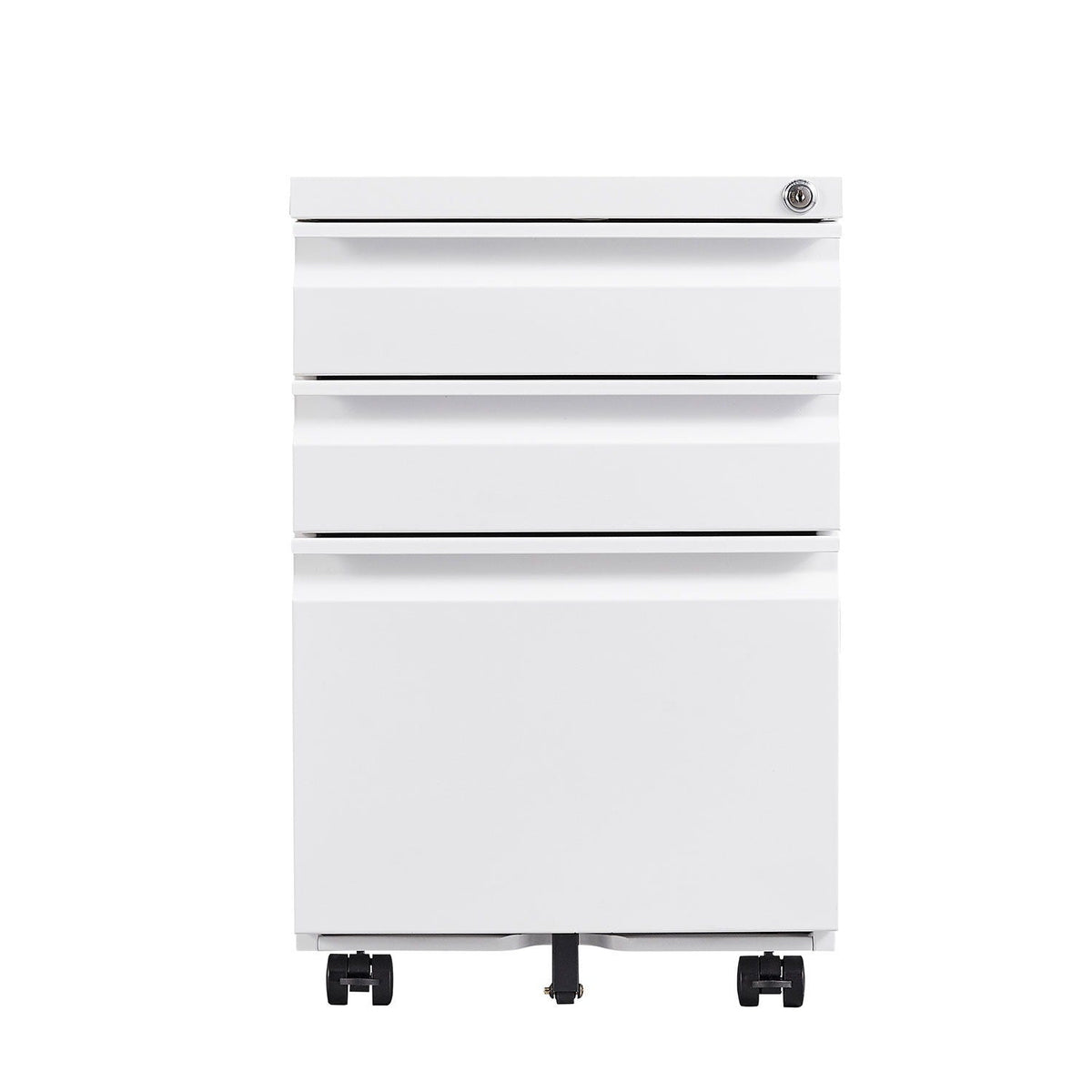Contemporary 3 Drawer Mobile Filing Cabinet With Lock, Metal Office Storage For Legal / Letter Size