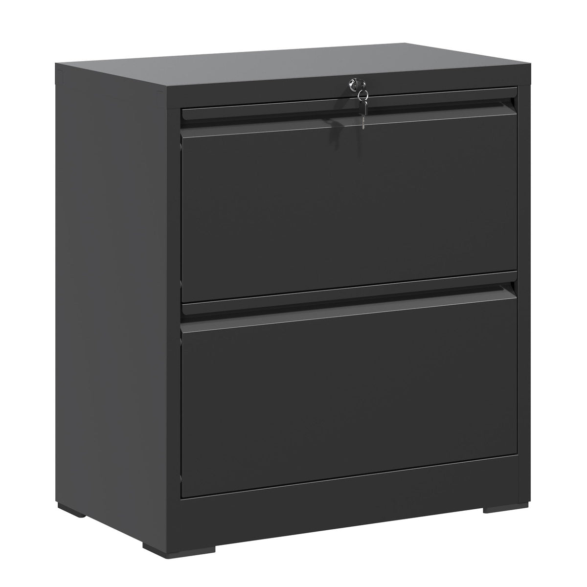 2 Drawer Lateral File Cabinet with Lock - Black