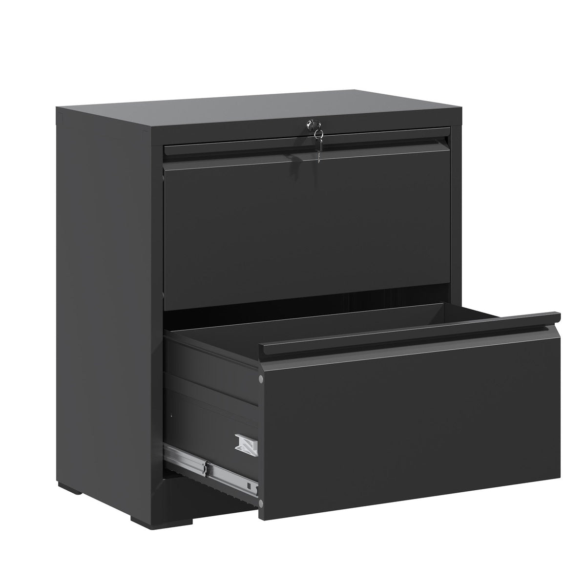2 Drawer Lateral File Cabinet with Lock - Black
