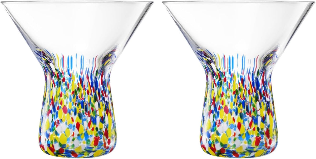 The Wine Savant Stemless Martini Glasses Hand Blown - Set of 2 Clear