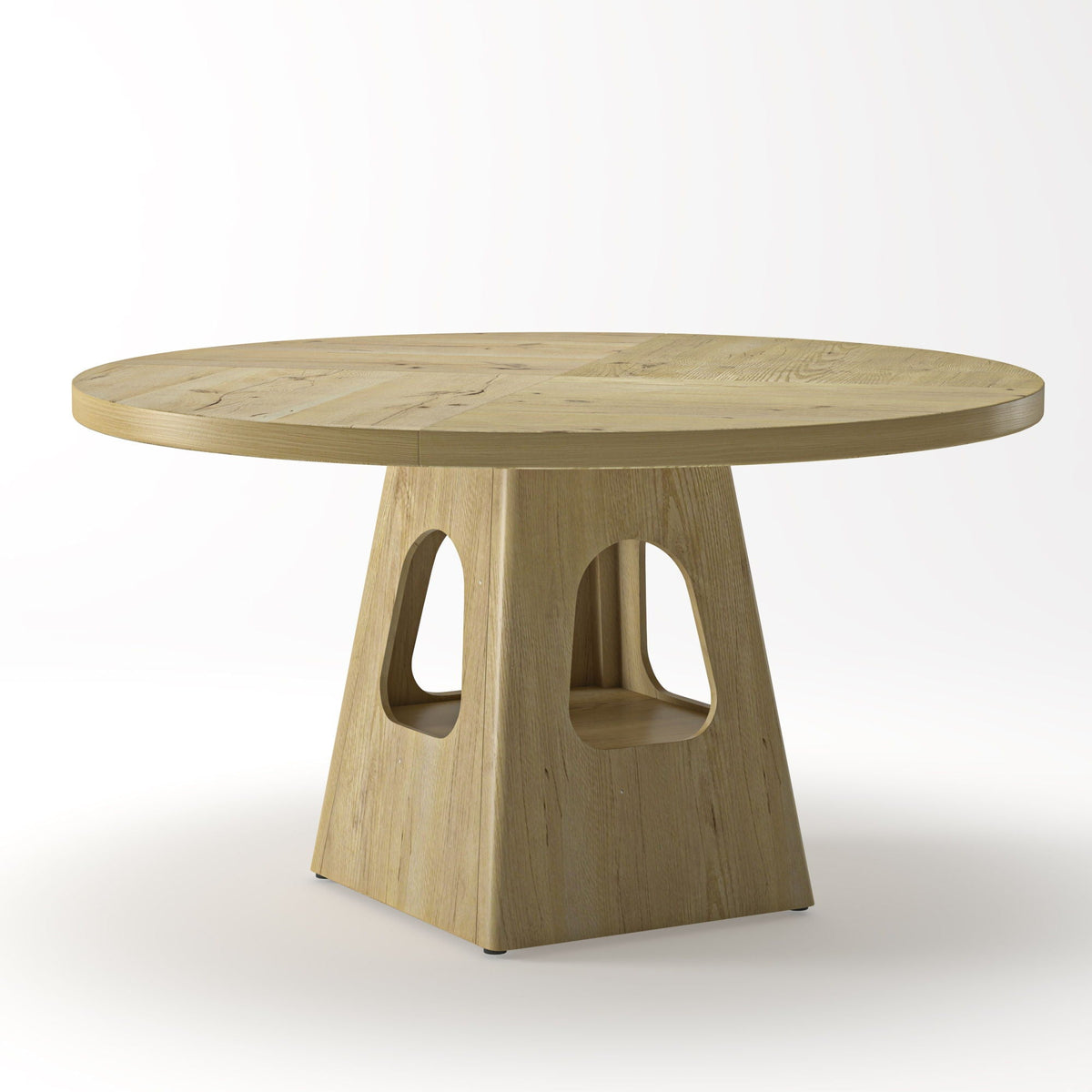 Farmhouse Round Dining Table With Storage Base