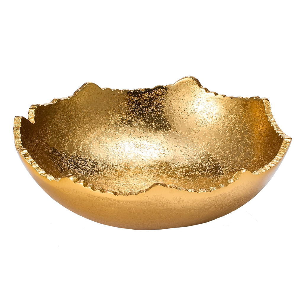 Decorative Gold Moon Decorative Metal Torn Hammered Asymmetrical Centerpiece Bowl