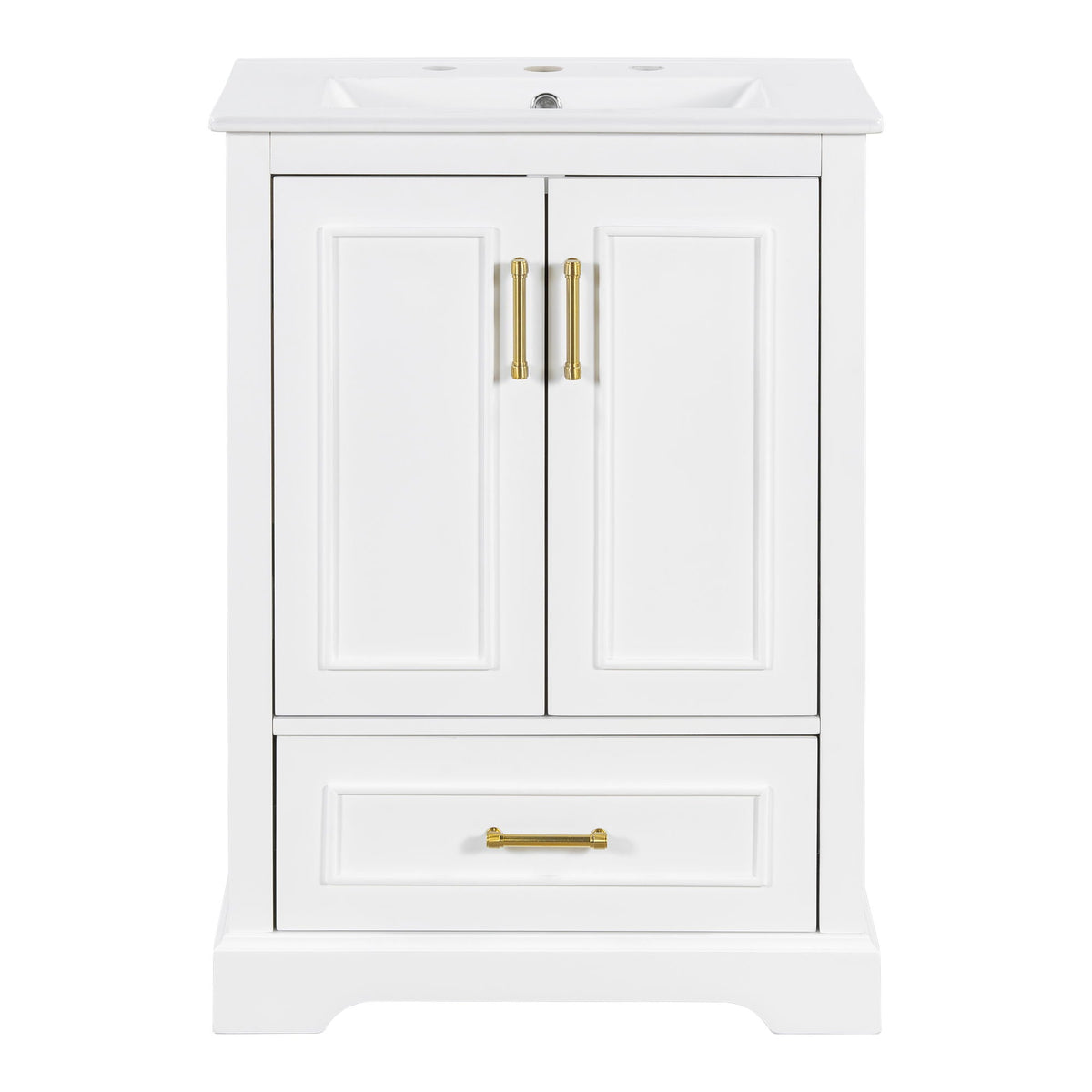 Bathroom Vanity With Sink, 1 Divided Drawer And 2 Soft Close Doors With Double Shelf