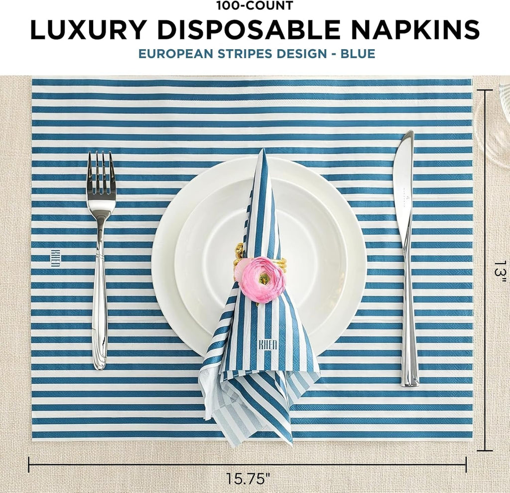 Tonal Striped Disposable Napkin Blue Set of 50 Pieces