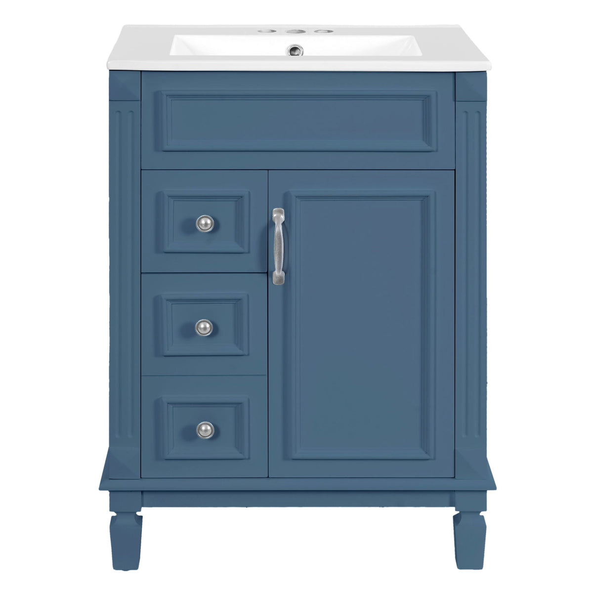 Bathroom Vanity With Sink, Compact Cabinet & 2 Drawers And Adjustable Shelf