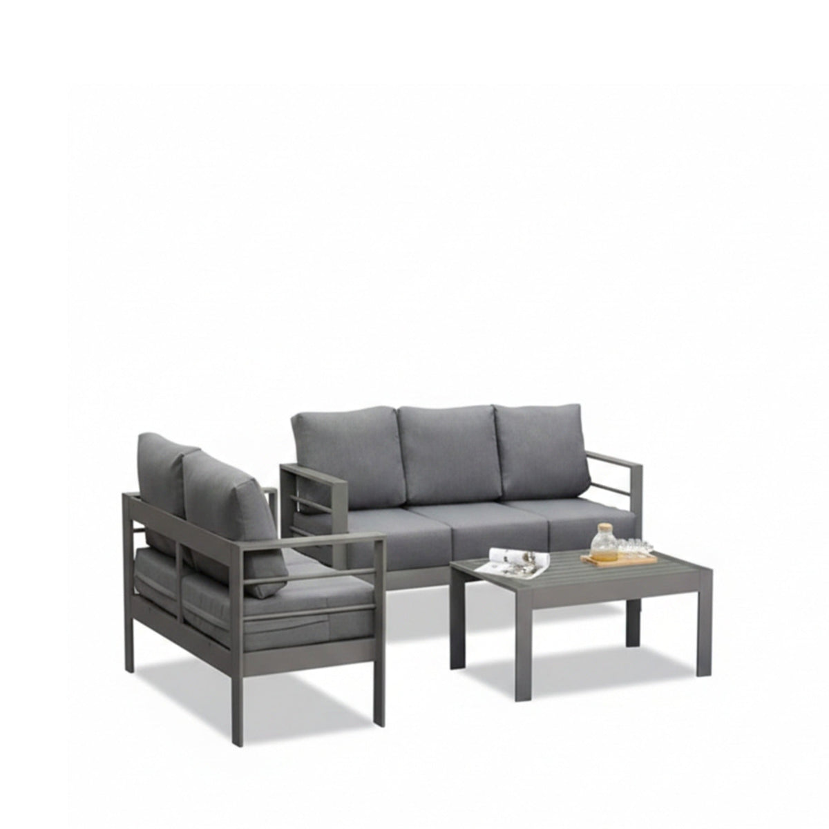 3-Piece Modern Aluminum Patio Conversation Set