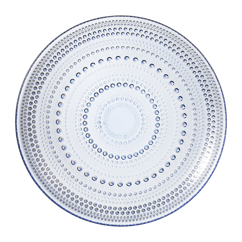 Glass Hobnail Dinner or Charger Plates | Set of 4 | Blue
