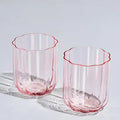 Pink Vintage Flower Stemless Highball Glasses Set of 2, 13 oz