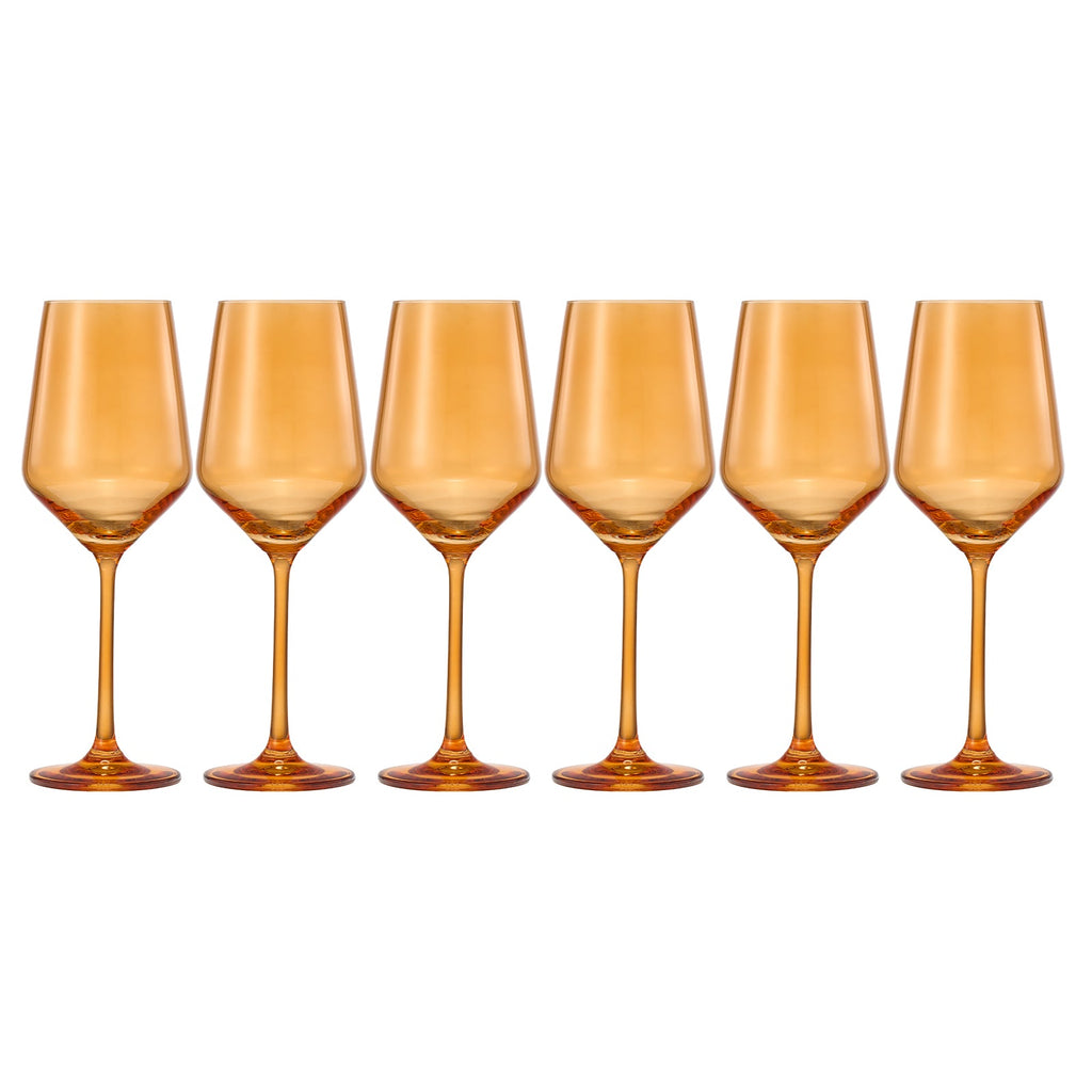 Rhea Stemmed Wine Glassware, Set of 6, Amber