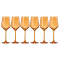 Rhea Stemmed Wine Glassware, Set of 6, Amber