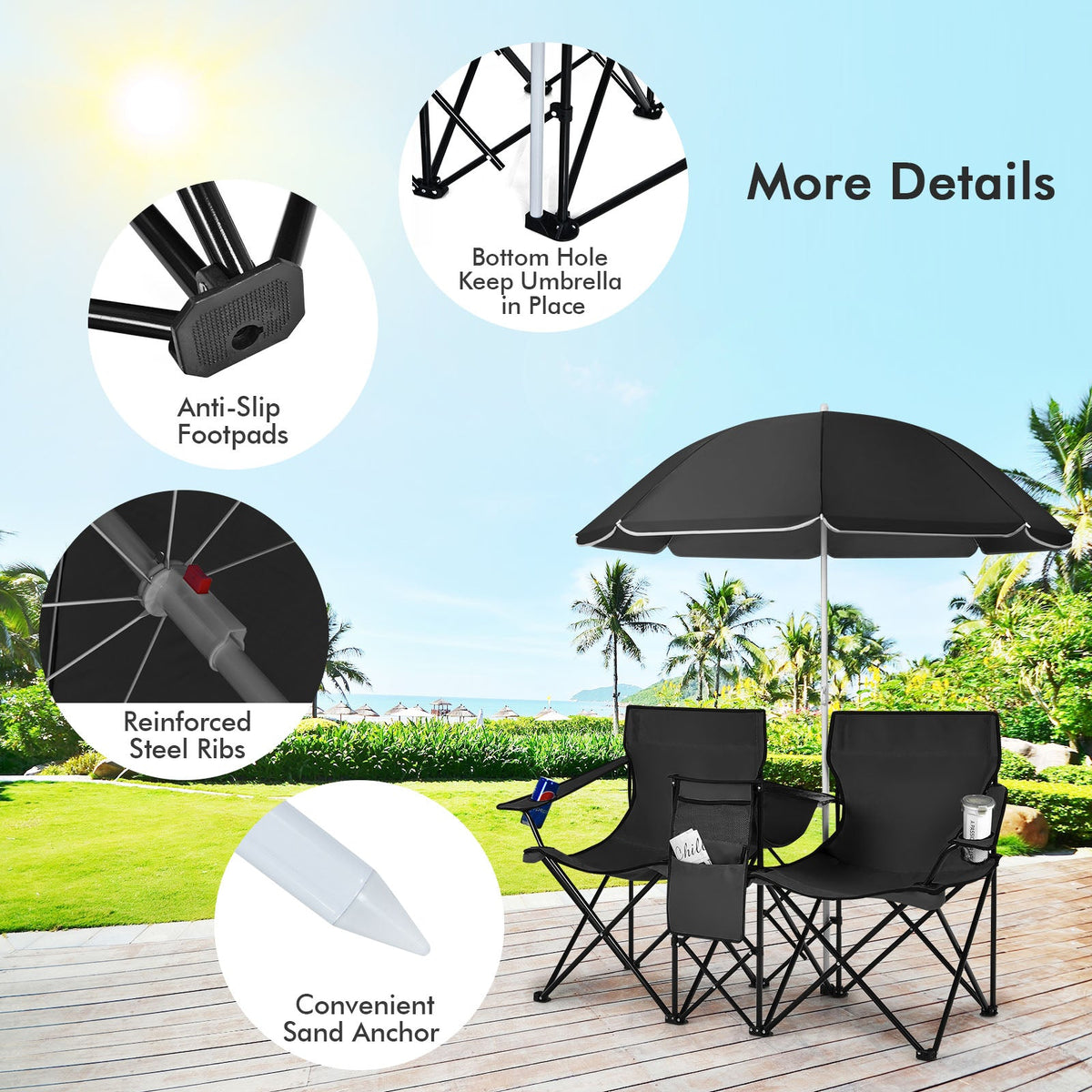 Portable Folding Picnic Double Chair