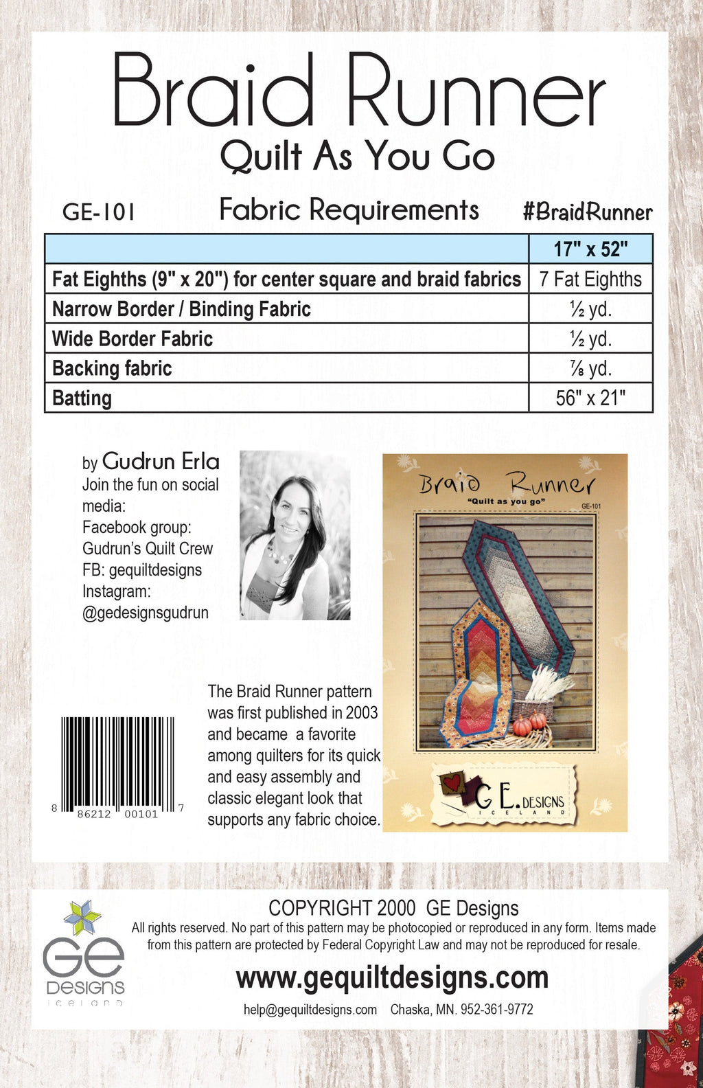Braid Runner Table Runner Pattern 101
