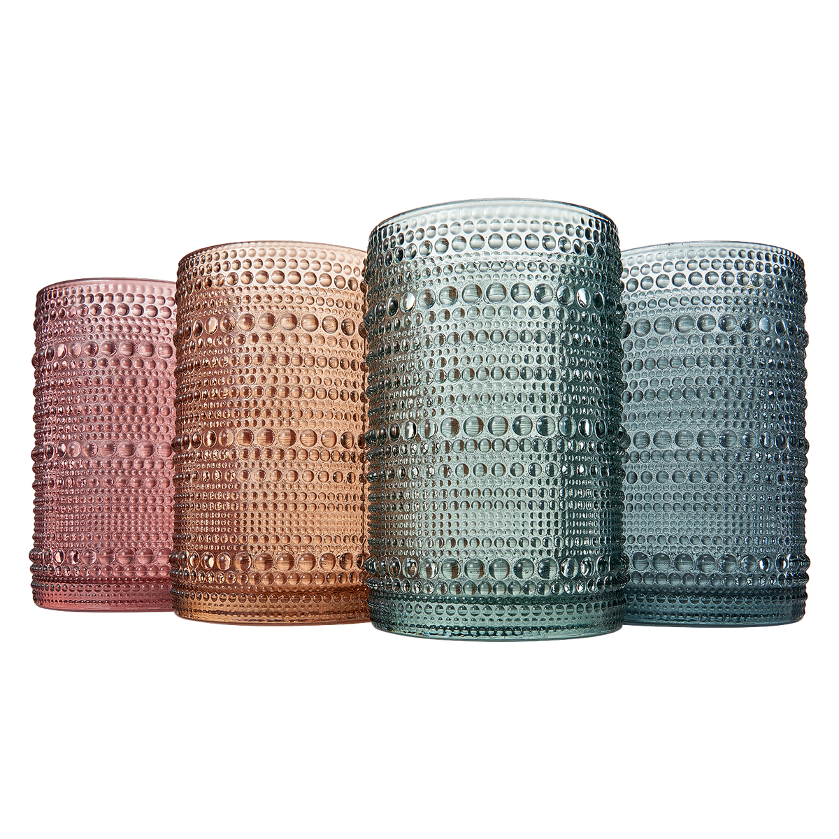 Tonal Hobnail Highball Glassware, Set of 4