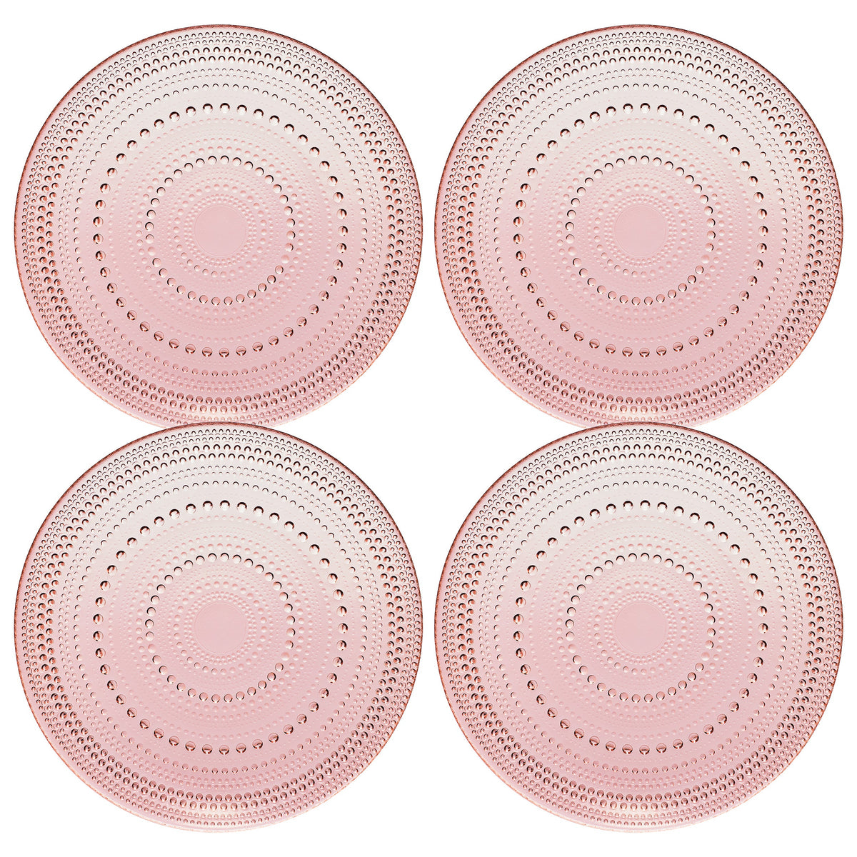 Blush Pink Hobnail Glass Dinner Plates, Set of 4, 10.6-Inch