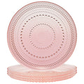 Blush Pink Hobnail Glass Dinner Plates, Set of 4, 10.6-Inch