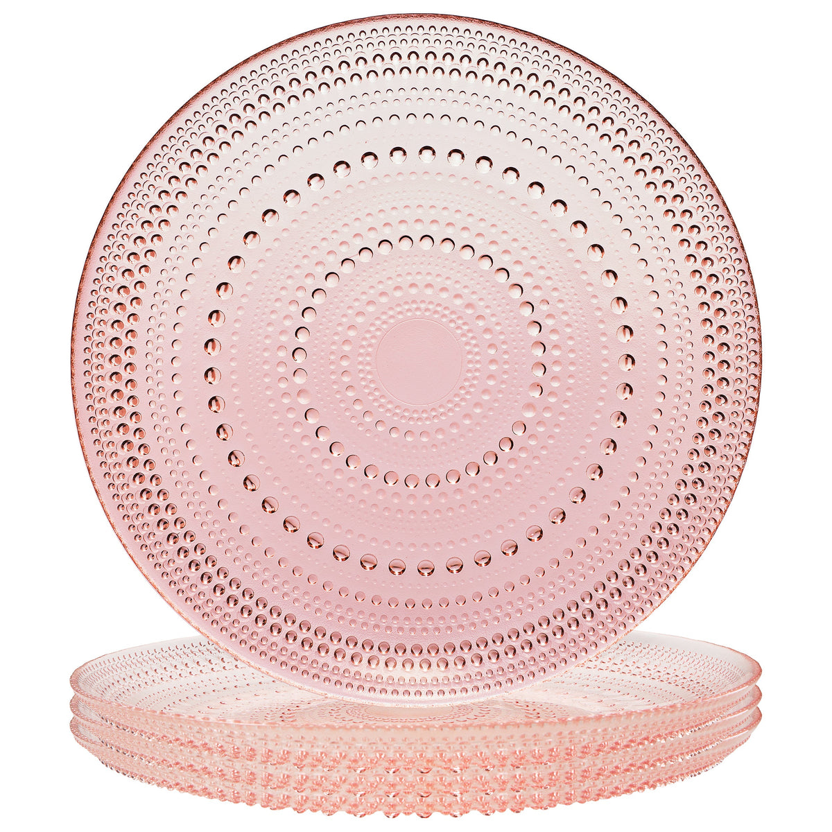 Blush Pink Hobnail Glass Dinner Plates, Set of 4, 10.6-Inch