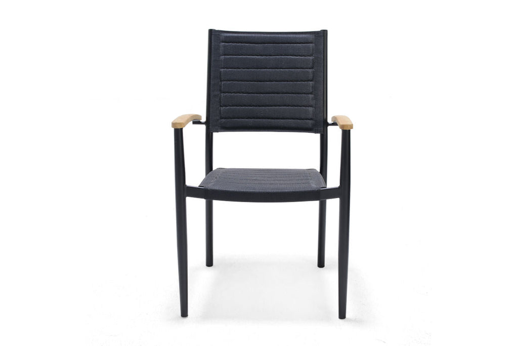 Portals Dark Lite FSC Teak Wood and Aluminum Rectangular Dining Set