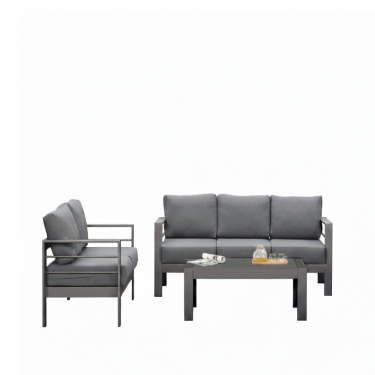 3-Piece Modern Aluminum Patio Conversation Set