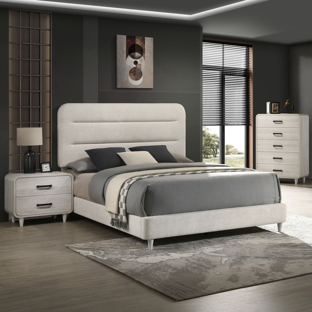 Upholstered Panel Bed, Sleek Lines