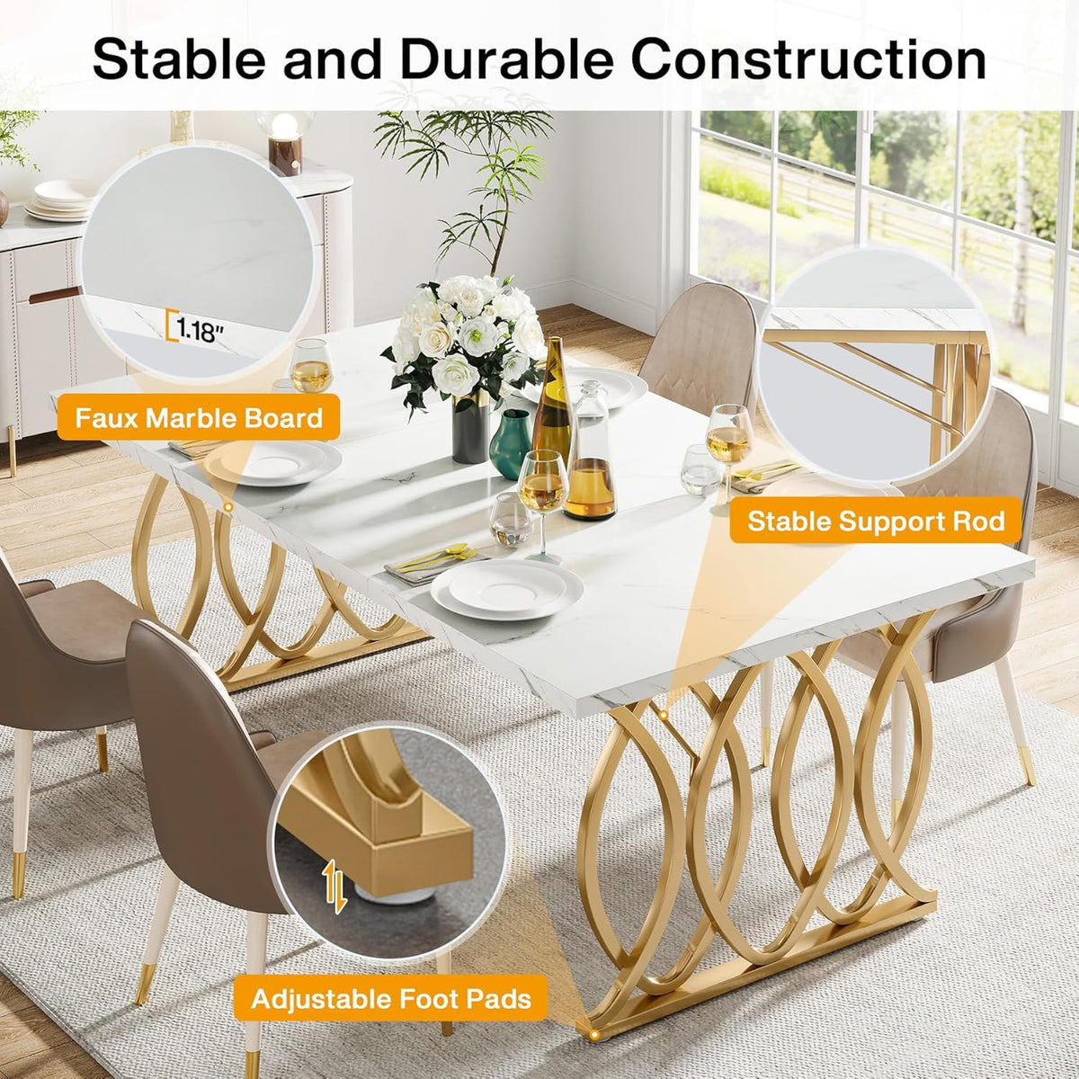 63" Modern Dining Table