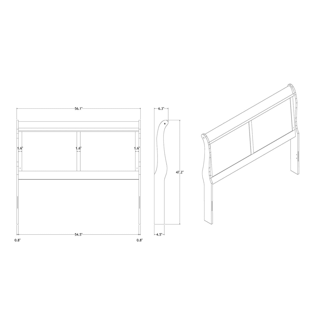 Charlston - Modern Sleigh Design Bed With LED