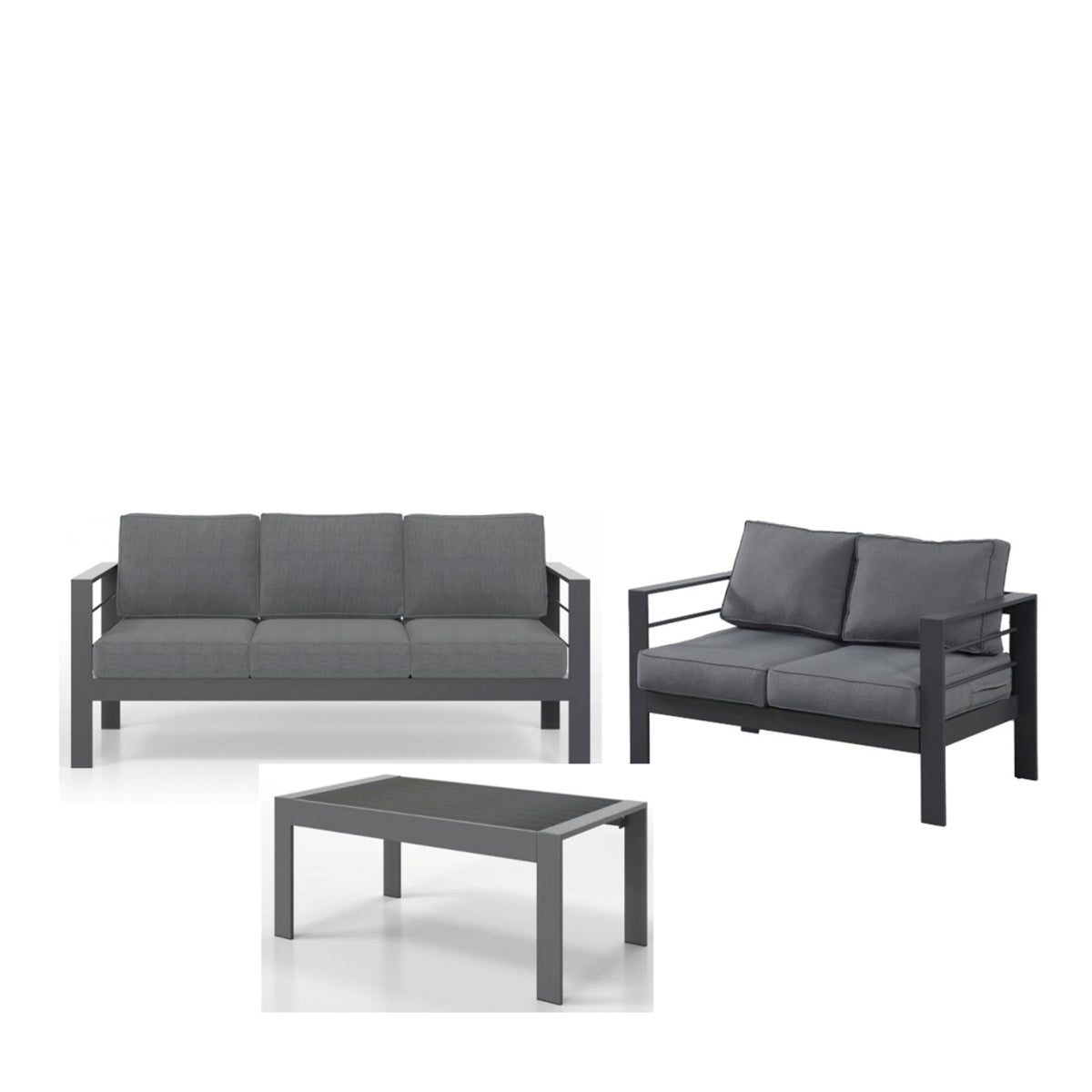 3-Piece Modern Aluminum Patio Conversation Set
