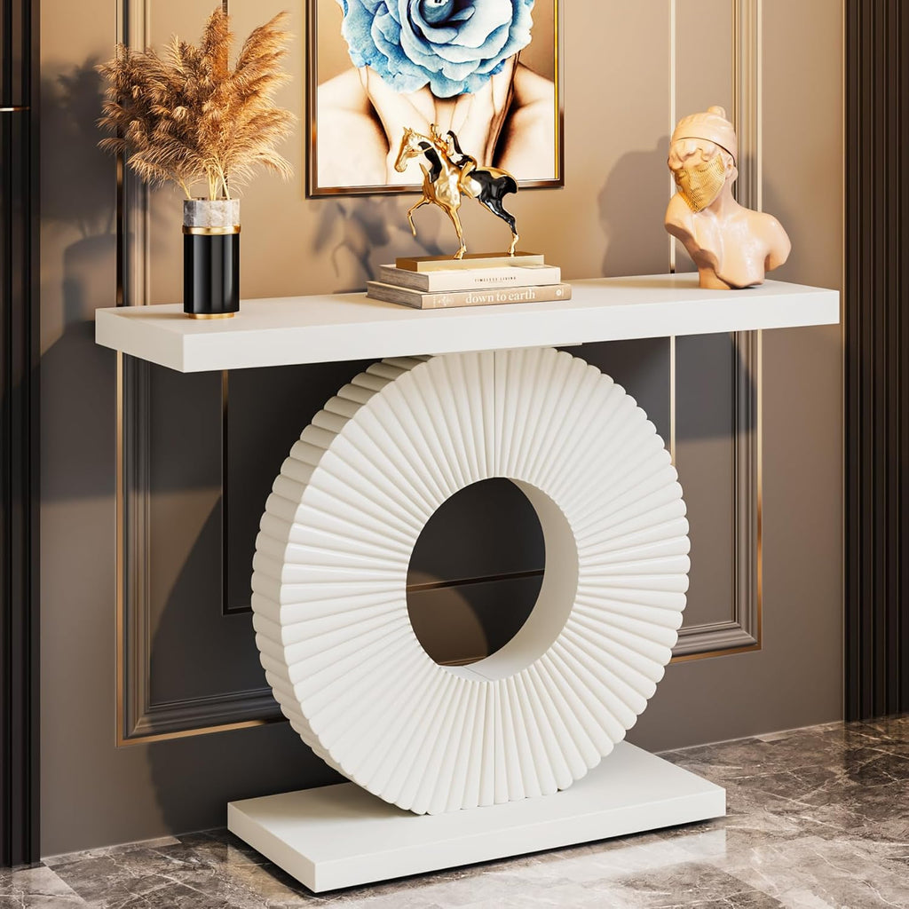 40" Modern White Console Table