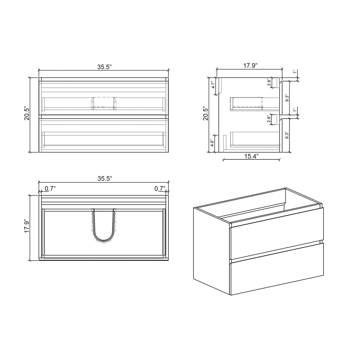 Alice - Bathroom Vanity With Sink, Wall Mounted, Floating